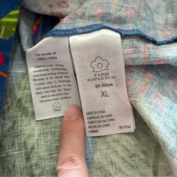 Farm Rio Blue Macaw Linen Wrap Mini Dress - Picture 5 of 8